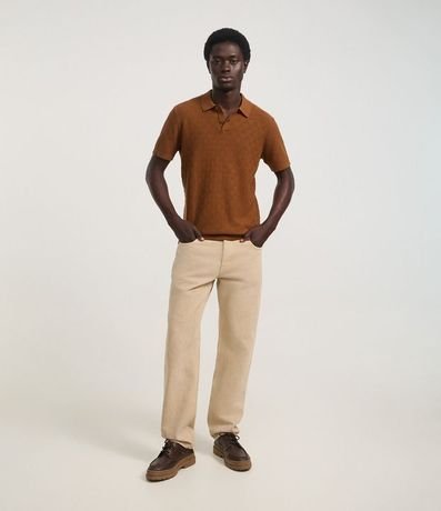 Polo de Algodón Regular con Textura Geométrica 2