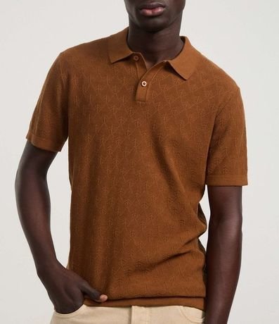 Polo de Algodón Regular con Textura Geométrica 3