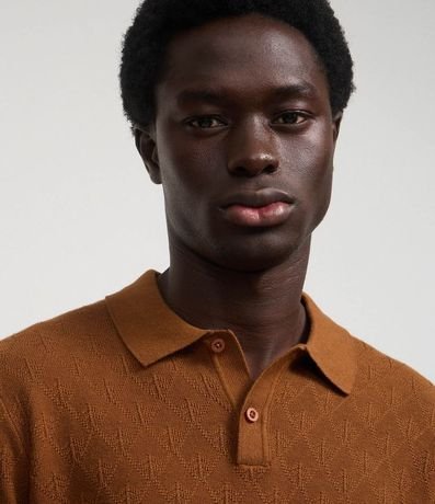 Polo de Algodón Regular con Textura Geométrica 4