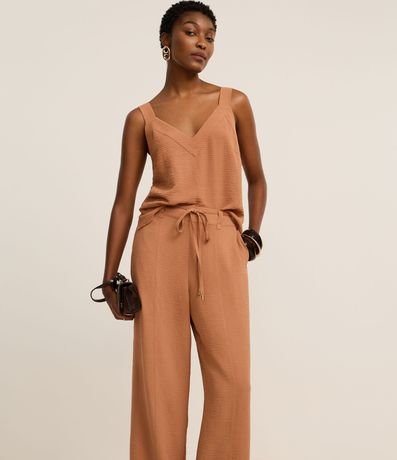 Pantalón Wide Leg en Crepé Airflow con Lazo en la Cintura 2