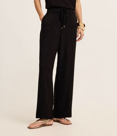 Pantalón Wide Leg en Crepé Airflow con Lazo en la Cintura 3