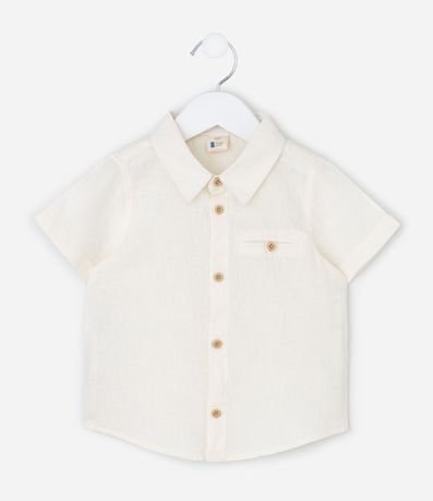 Camisa Infantil en Lino con Cuello Polo – Talle 0 a 18 Meses