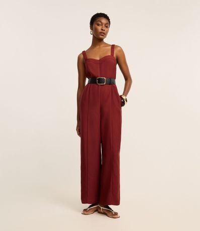 Mono Recto en Crepé con Escote Corazón y Pliegues