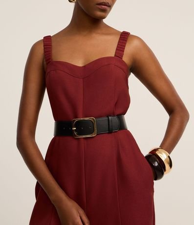 Mono Recto en Crepé con Escote Corazón y Pliegues 3