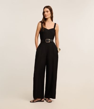 Mono Recto en Crepé con Escote Corazón y Pliegues