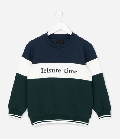 Buzo Infantil en Algodón Texturizado con Lettering - Talle 5 a 14 años 2