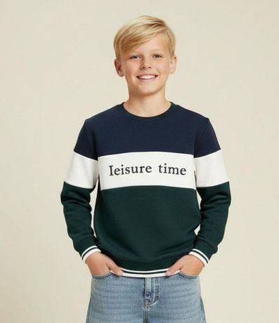 Buzo Infantil en Algodón Texturizado con Lettering - Talle 5 a 14 años