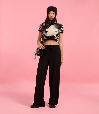 Pantalón Flare Acanalada con Lazo en la Cintura 5