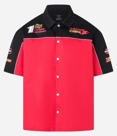 Camisa Boxy en Tricoline con Estampado Estilo Automovilismo y lettering 4
