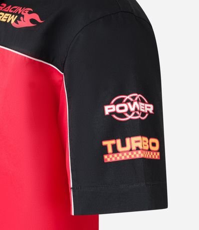 Camisa Boxy en Tricoline con Estampado Estilo Automovilismo y lettering 5