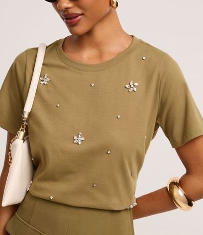 Blusa en Algodón con Flores de Strass 4