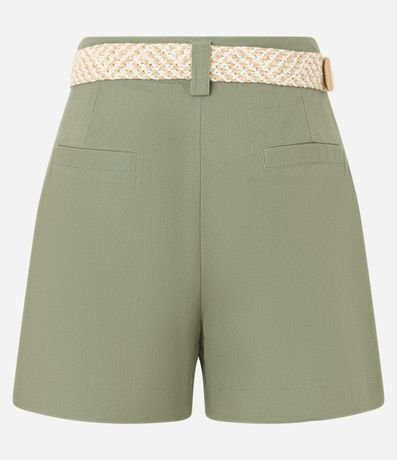Short Recto Cintura Alta en Viscolino con Cinturón de Rafia 6