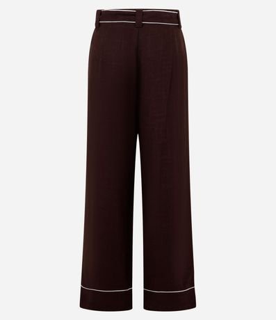 Pantalón Wide Leg Cintura Alta en Viscolino con Cinturón de Tejido 8