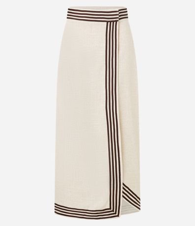 Pollera Midi en Viscolino con Traspase Sobre y Rayas Contrastantes 6