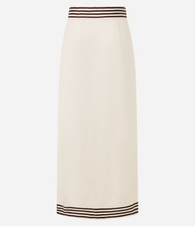 Pollera Midi en Viscolino con Traspase Sobre y Rayas Contrastantes 7