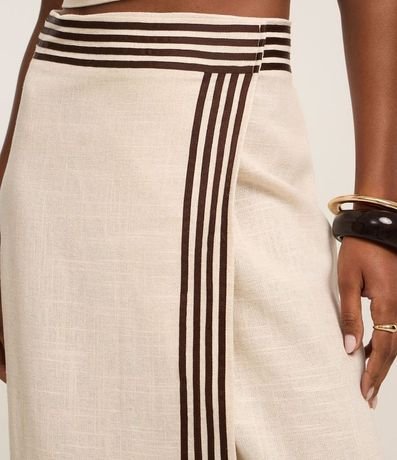 Pollera Midi en Viscolino con Traspase Sobre y Rayas Contrastantes 4