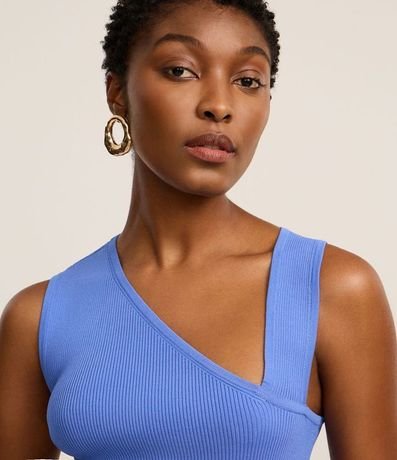 Blusa Acanalada en Punto con Escote Asimétrico 4