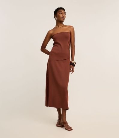 Pollera Evasê New Midi en Punto con Cintura Elástica