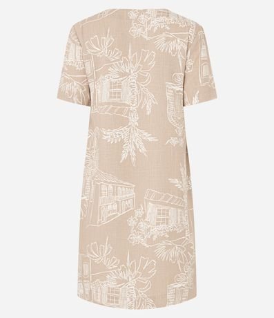 Vestido T-Shirt Corto en Viscolino con Estampa Follajes 7