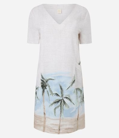 Vestido T-Shirt en Viscolino con Estampa Paisaje y Palmeras 5