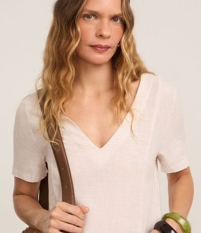 Vestido T-Shirt en Viscolino con Estampa Paisaje y Palmeras 3