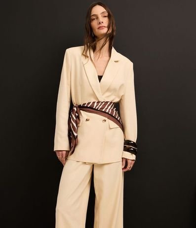 Pantalón Wide Leg Cintura Alta con Lino y Cinturón Elástico 5