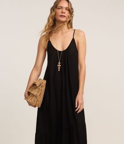 Vestido Midi en Viscolino con Breteles Finos 1