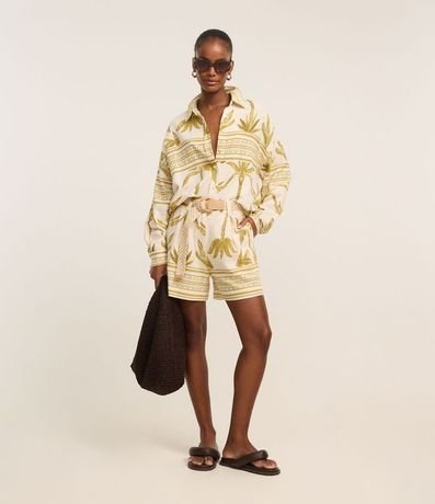 Camisa en Viscolino con Estampa Étnica Palmeras 2
