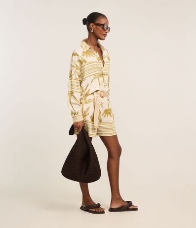 Camisa en Viscolino con Estampa Étnica Palmeras 4