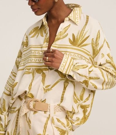 Camisa en Viscolino con Estampa Étnica Palmeras 5