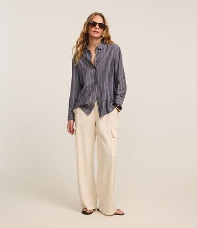 Camisa en Viscolino con Rayas Finas 2