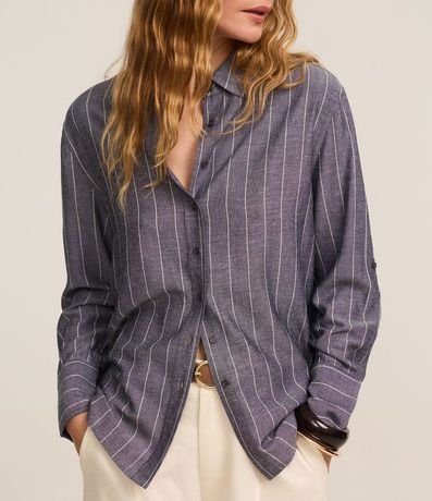 Camisa en Viscolino con Rayas Finas 4
