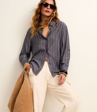 Camisa en Viscolino con Rayas Finas 6