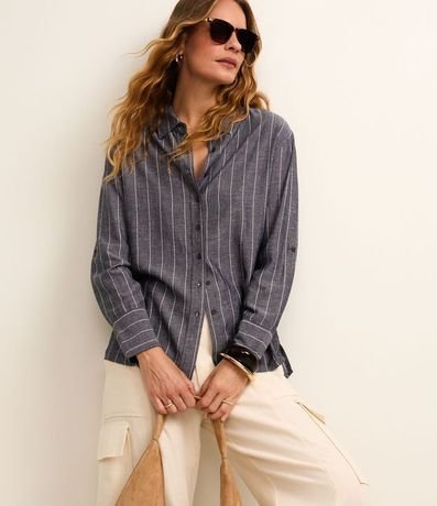 Camisa en Viscolino con Rayas Finas 6