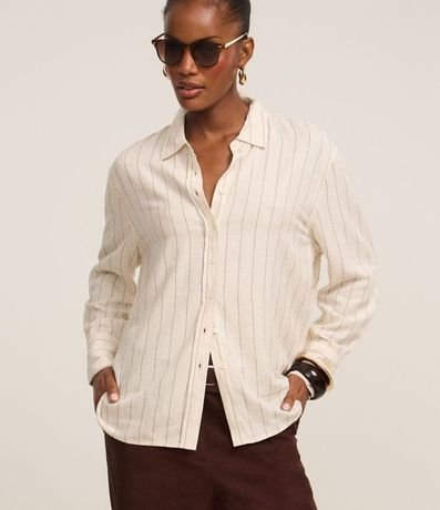 Camisa con Estampa Rayas a Hilo Teñido