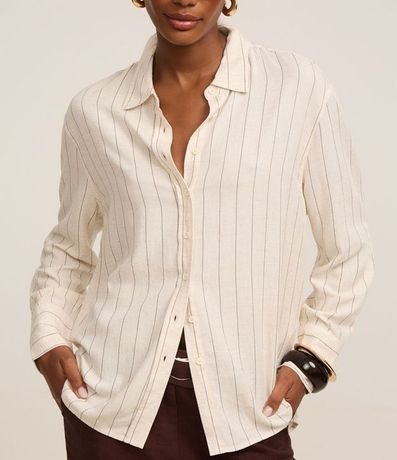 Camisa con Estampa Rayas a Hilo Teñido 4