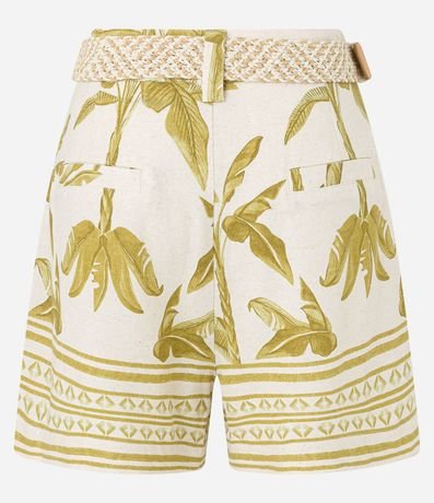 Short Recto Cintura Alta en Viscolino con Cinturón de Rafia 6