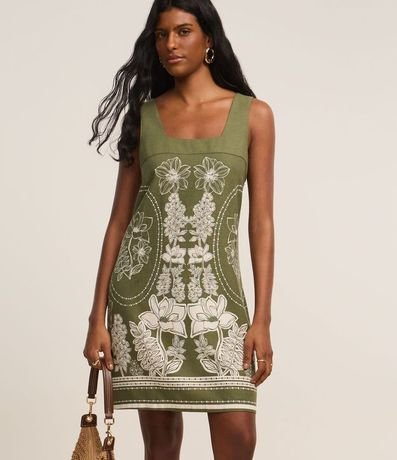 Vestido Corto en Viscolino con Estampa Floral