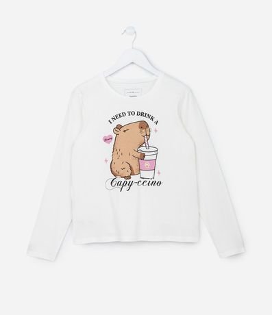 Remera Infantil con Estampa Carpincho Capyccino - Talle 5 a 14 años 1