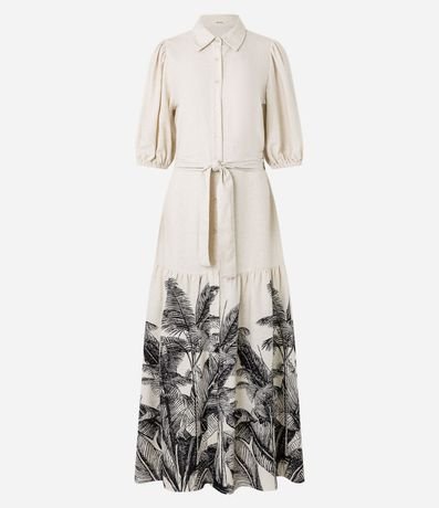 Vestido Chemise en Viscolino con Estampa Palmeras 5
