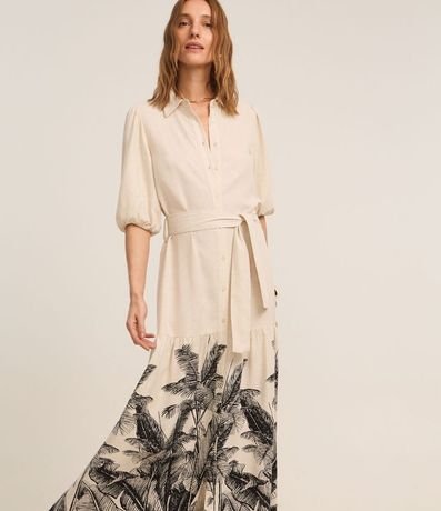 Vestido Chemise en Viscolino con Estampa Palmeras 2