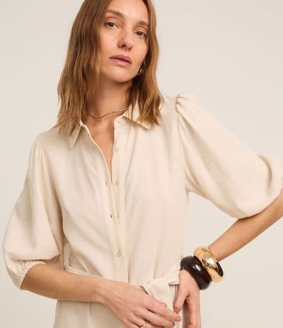 Vestido Chemise en Viscolino con Estampa Palmeras 3