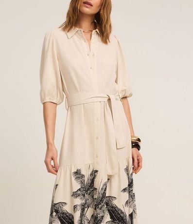 Vestido Chemise en Viscolino con Estampa Palmeras 4