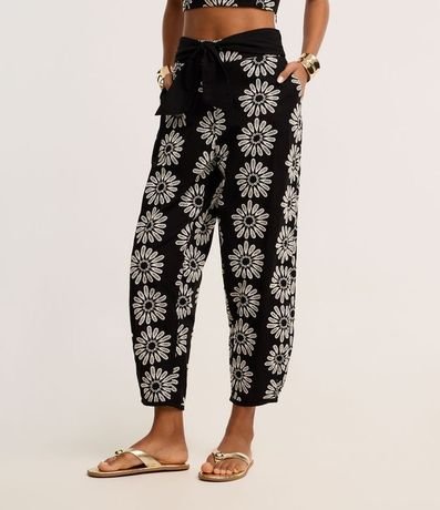 Pantalón Carrot en Laise con Bordado Floral Cutout 3