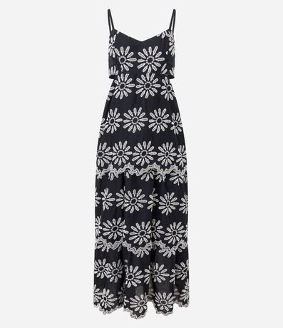 Vestido Evasê Largo en Laise con Bordado Floral Cutout 6