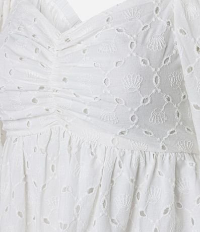 Vestido Corto en Laise con Bordado de Caracolas y Manga Abullonada 7
