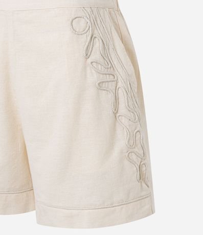 Short en Algodón con Lino y Bordado Lateral 6