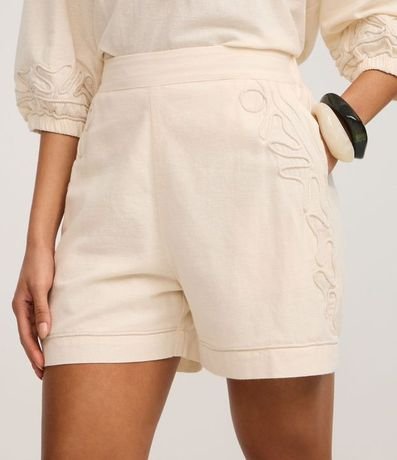 Short en Algodón con Lino y Bordado Lateral 3