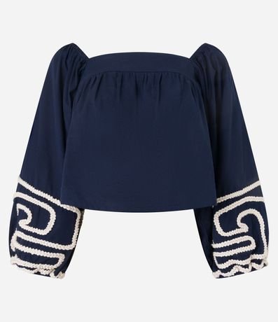Blusa Corta Hombro a Hombro con Bordado en Cuerda 6