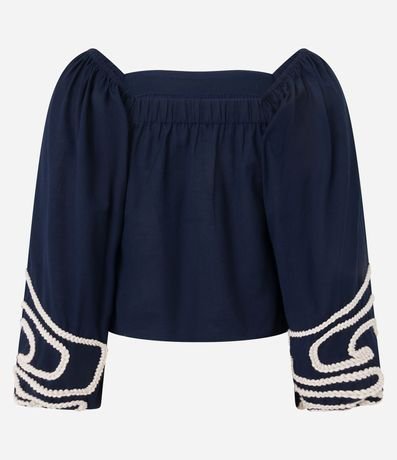 Blusa Corta Hombro a Hombro con Bordado en Cuerda 8